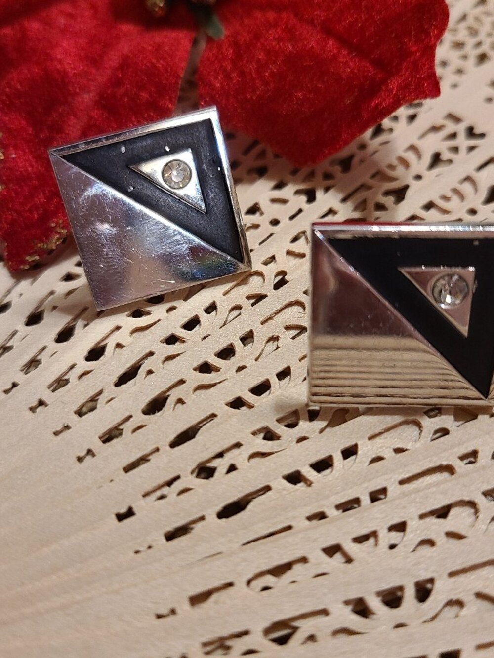 Cuff Links For Sale Silver Tone with black, Accepting offers on Mondays